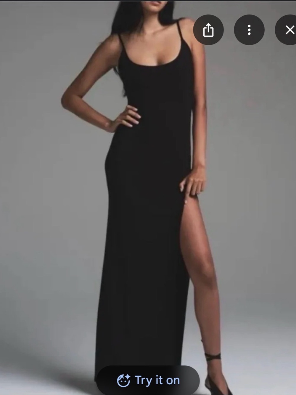 Burgundy Spaghetti-Strap Side-Slit Maxi Dress